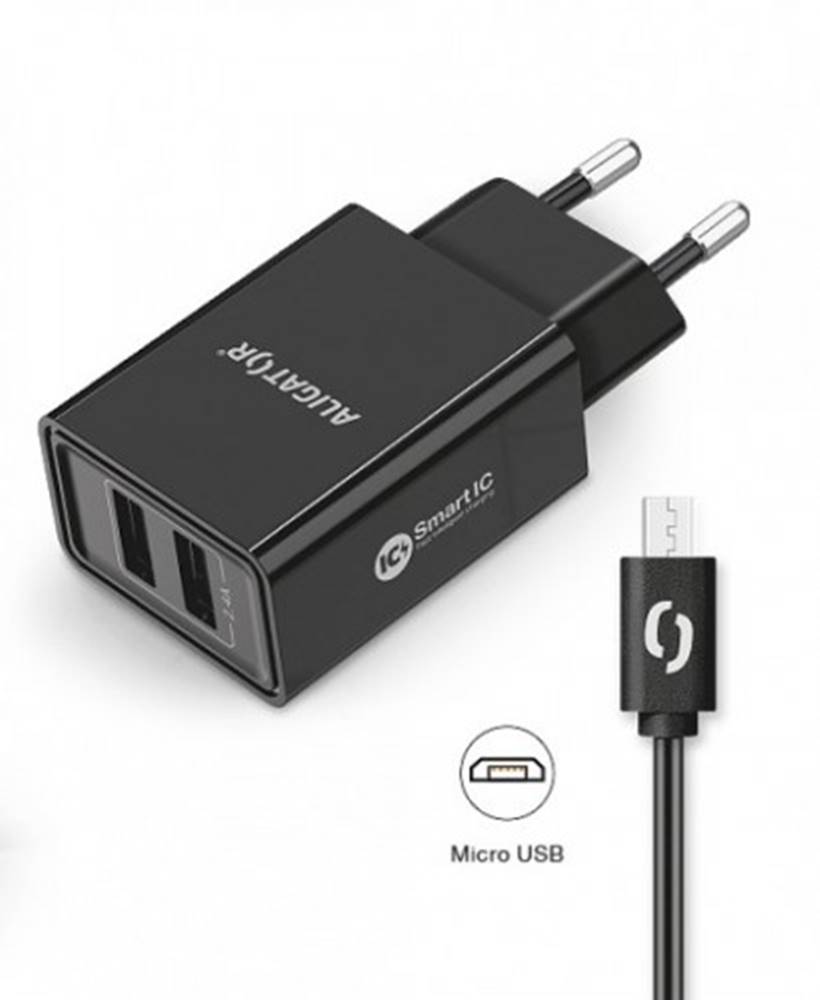 Aligator Smart nabíjačka  2,4A, 2xUSB, micro USB, čierna, značky Aligator