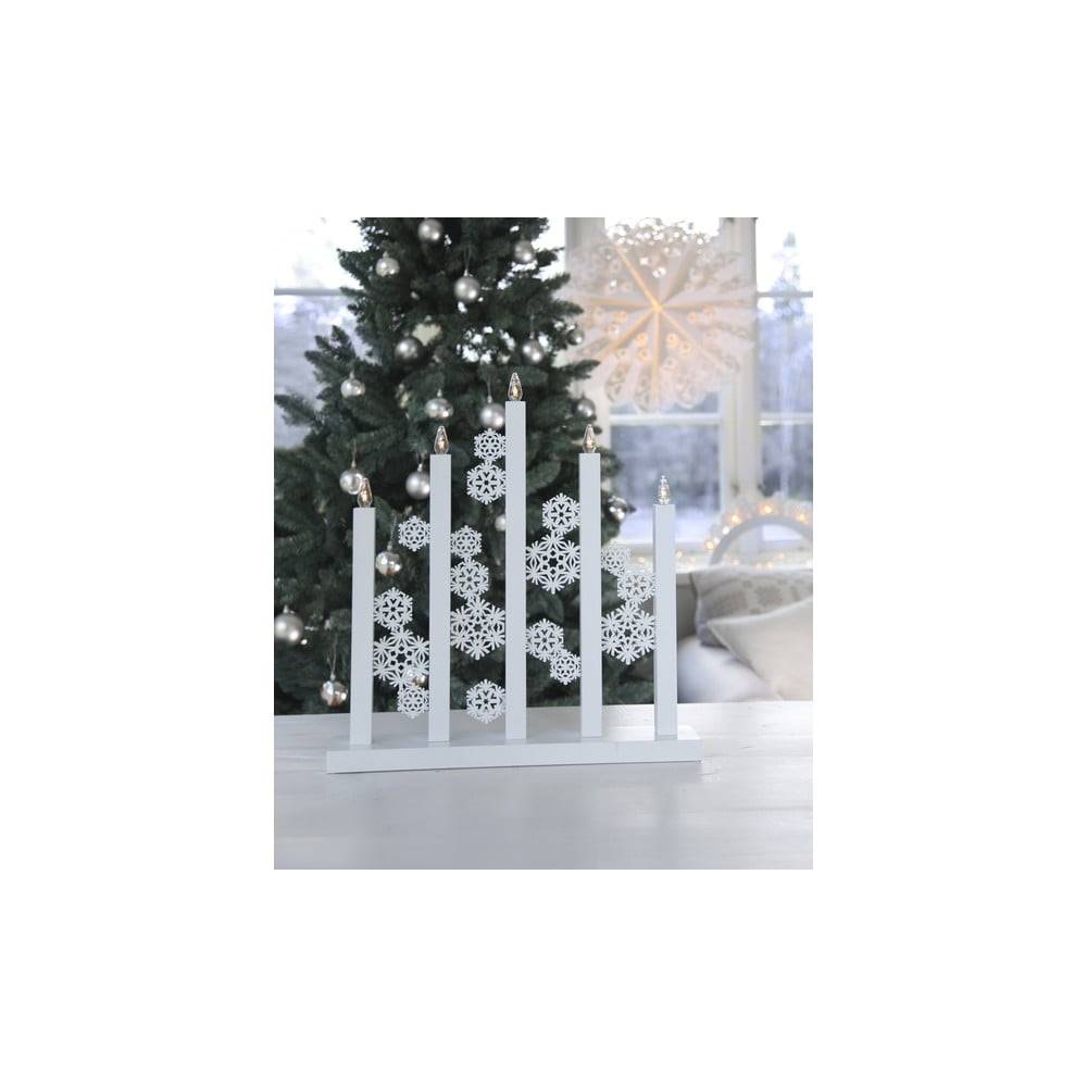 Star Trading Biely LED svietnik  Snowfall, výška 46 cm, značky Star Trading