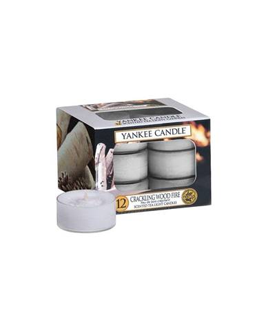 Súprava 12 vonných sviečok Yankee Candle Crackling Wood Fire, doba horenia 4 h