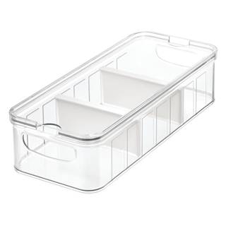 iDesign Priehľadný úložný box s vekom a 3 priehradkami , 38 x 16 cm, značky iDesign