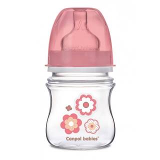 CANPOL BABIES DOJCENSKA ANTIKOLIKOVA FLASA SIROKA EASYSTART 120ML 0M+ NEWBORN RUZOVA