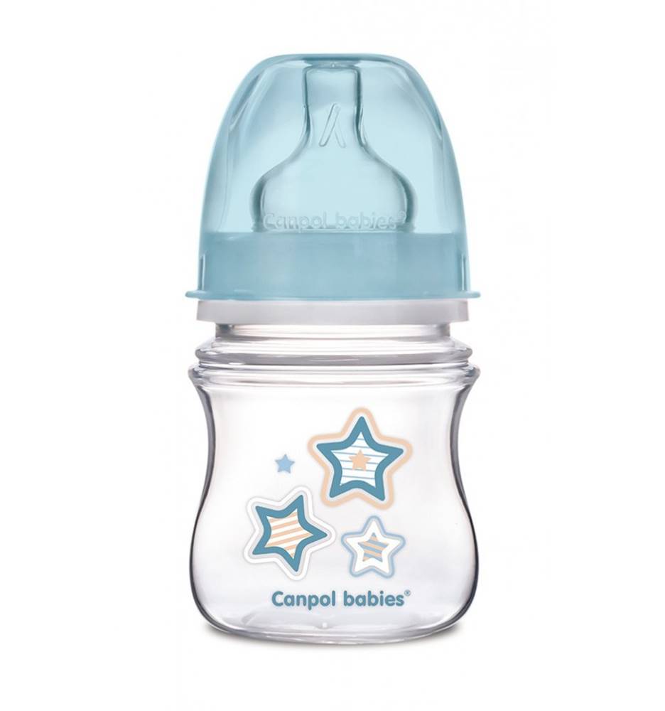 CANPOL BABIES  DOJCENSKA ANTIKOLIKOVA FLASA SIROKA EASYSTART 120ML 0M+ NEWBORN MODRA, značky CANPOL BABIES