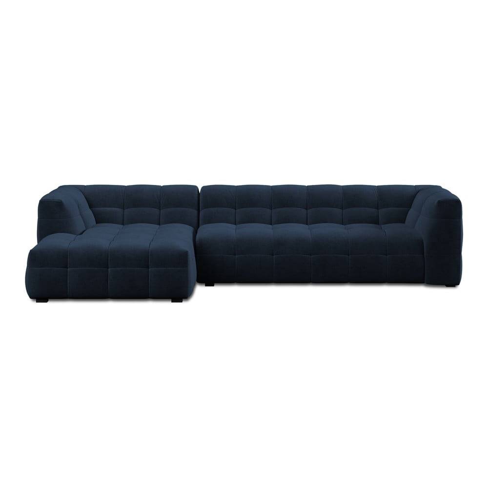 Windsor & Co Sofas Modrá zamatová rohová pohovka  Vesta, levý roh, značky Windsor & Co Sofas