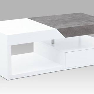 AUTRONIC AHG-622 WT konferenčný stolík120x60x42, MDF biela mat/dekor beton, 2 šuplíky