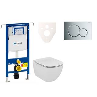 Cenovo zvýhodnený závesný WC set Geberit do ľahkých stien / predstenová montáž + WC Ideal Standard Tesi