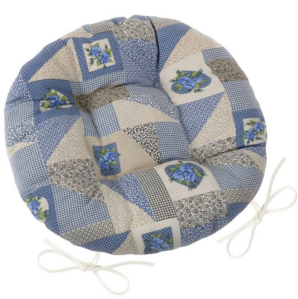 Bellatex  Sedák EMA okrúhly prešívaný Patchwork modrá, 40 cm, značky Bellatex