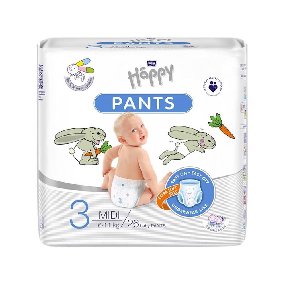 BELLAHAPPY BELLA HAPPY Pants Nohavičky plienkové jednorazové 3 Midi (6-11 kg) 26 ks, značky BELLAHAPPY