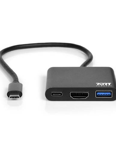 PORT CONNECT USB-C HUB, HDMI 1X 4K + USB-A + USB-C, černý