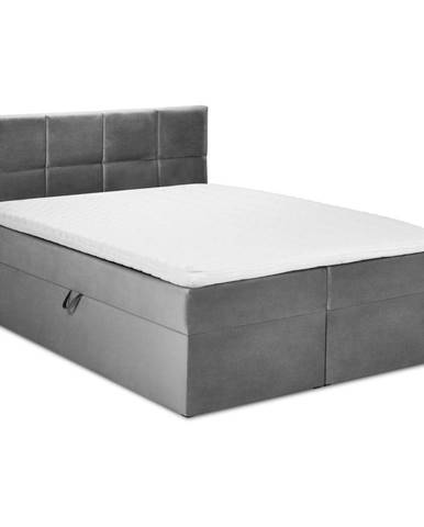 Sivá zamatová dvojlôžková posteľ Mazzini Beds Mimicry, 160 x 200 cm