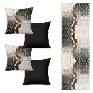 Set behúňa na stôl a 4 obliečky na vankúše Optic - Minimalist Cushion Covers