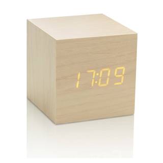 Svetlobéžový budík so žltým LED displejom Gingko Cube Click Clock