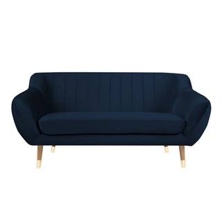 Tmavomodrá zamatová pohovka Mazzini Sofas Benito, 158 cm